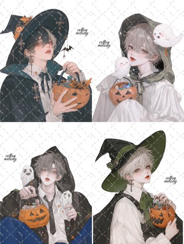 【期間限定】 萬聖節 / compact set / 20款各3張 / cotton melody 人物貼紙 【with boy】