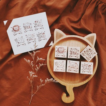 手工橡皮章－I 森林童樂會 緞帶應用章 3X3cm (共6款)