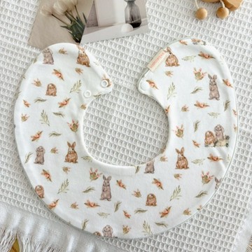 【安琪兒婦嬰百貨】棉嬰庫 MianYingKu 嬰兒滾邊圍兜/新生兒圍兜口水巾(毛絨兔)