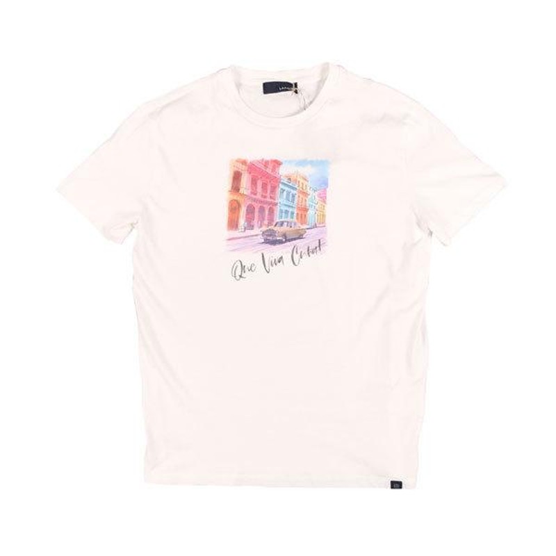 LARDINI（ラルディーニ） Uネック半袖Tシャツ EILTCUBA ホワイト x