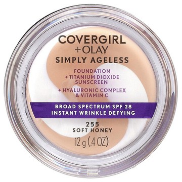 Covergirl, Olay Simply Ageless，粉底，SPF 28，255 柔蜜色，0.4 盎司（12 克）