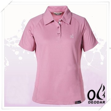 【DEODAR】女 Polartec Power Dry  動感流線短袖POLO衫.上衣_12900196-32 暗粉紅