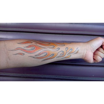 「炎拳」火焰 紋身貼紙 微刺青 輕紋身 立體 皮膚 電路 男用 肌肉 ins風 健身 紋身貼 打卡 直播 創意 抖音同款