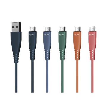 808 FLEXI MicroUSB充電傳輸線1.2m 藍/粉/綠/橘 ACMCB3010204