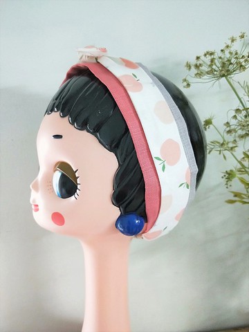 雙層髮帶-細版-水蜜桃