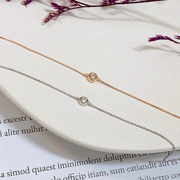 14K | 簡約包鑽8分_手鍊