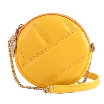 BVLGARI 寶格麗 292257 蛇頭拉鍊吊墜圓餅斜背零錢包/小廢包.黃