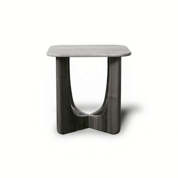 艾禮思圓角岩板咖啡桌 煙燻木