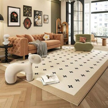 復古綠色仿羊絨地毯大尺寸滿鋪地毯吸水防滑臥室客廳地墊沙發茶幾[][DD190109]