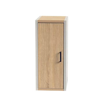 JP Kagu 現代簡約單門雙層櫃-深39cm(收納櫃/書櫃/門櫃)雲灰白+原木色