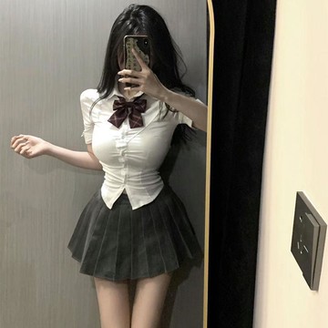 雨菲|免運 JK制服 JK套裝 短裙 百褶裙 水手服 校供感夏季新款純欲日系學院風jk短袖襯衫高腰百褶裙套裝女