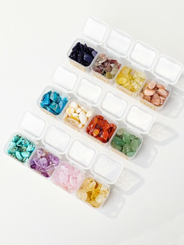 天然水晶礦物原石小碎石盒時尚簡約禮品兒童科普套盒裝飾品小擺件