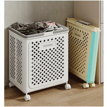 【隔日配】附輪大容量髒衣籃 可折疊洗衣收納籃 手提式居家整理籃 浴室防水防潮收納 台灣開發票 隙縫收納籃