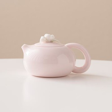 桃粉捏花西施壺陶瓷茶壺功夫茶具家用泡茶壺下午茶泡茶器手工單壺