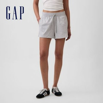 【GAP】3吋法式毛圈布寬鬆Logo運動短褲-灰色/無月黑/月光石藍/櫻草粉(887614)