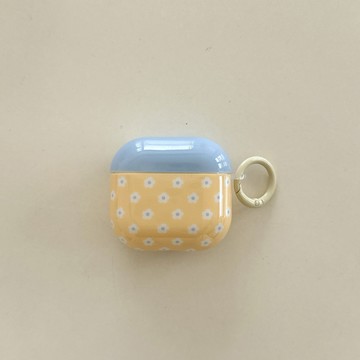lulu|韓系黃底花朵藍蓋耳機殼 適用airpods pro2/3保護套airpods4保護殼