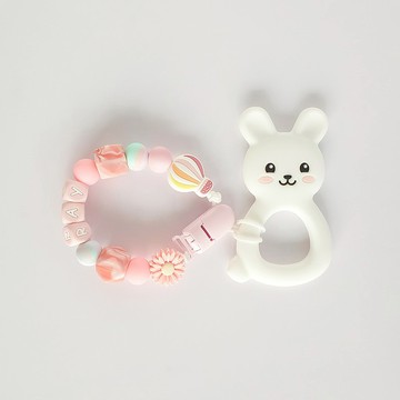 客製化 27公分 RAY 雛菊 熱氣球 純白小兔固齒器