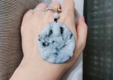 【親翠】天然翡翠 隨形嬌感底飄花千手觀音項鍊 佛系 畢業禮物