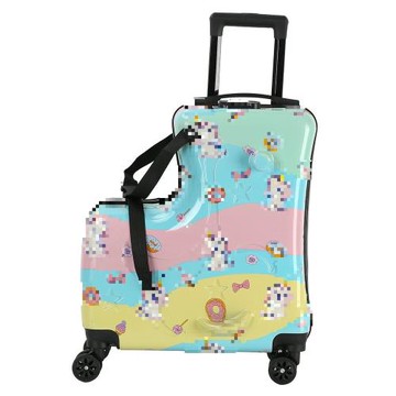 高配置卡通可愛騎行拉桿箱小號兒童行李箱20寸卡通旅行密碼拉桿箱