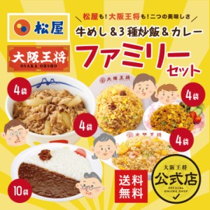 ≪松屋×大阪王将≫牛めし＆3種炒飯＆カレー詰め合わせファミリーセット チャーハン エビ カレー 牛めし 牛丼 冷凍食品 炒飯