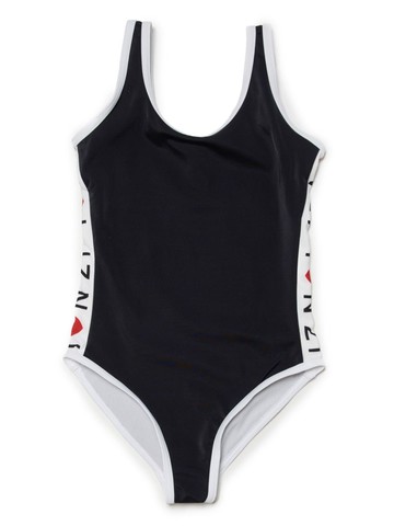 Nº21 Kids - logo-print U-neck swimsuit - kids - Polyamide/Elastane - 14 - Black