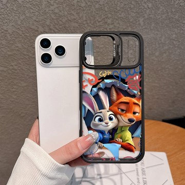 情侶款朱迪尼克 隱形鏡頭支架磁吸防摔殼 適用iPhone11/12/14/15/16/17ProMax 硬殼材質送鏡頭貼
