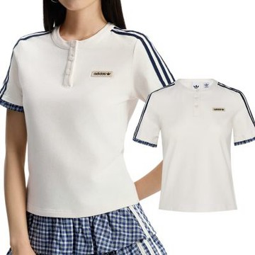 Adidas Plaid Tee Ss W 女款 白色 圓領 修身 T恤 格紋滾邊 休閒 短袖 KU9392