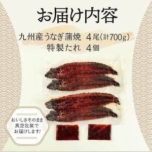 ふるさと納税 国産うなぎ蒲焼 4尾 約700g 福岡県大川市