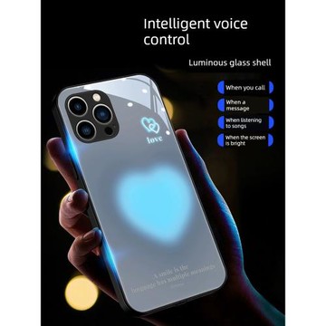 愛心iPhone14手機殼蘋果15promax新款來電發光智能閃13的潮牌12全包防摔11玻璃15plus高級感14pro暈染情侶套