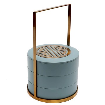 輕奢圓形收納盒新中式手提飾品盒酒店會所樣品房售樓處軟裝首飾盒