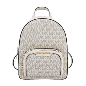 MICHAEL KORS JAYCEE PVC滿版前口袋斜背/後背包-迷你/白