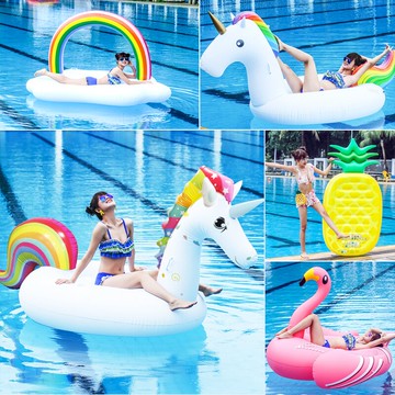 游泳圈 救生圈 氣球 網紅火烈鳥游泳圈獨角獸大號大人水上充氣坐騎女成人大號浮床浮排【MJ20781】