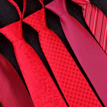 酒紅色新郎結婚純色紅色品牌伴郎正裝拉鏈式免打結男士領帶婚禮