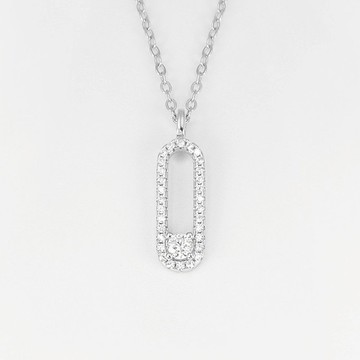 FREYA 滿鑽迴紋針項鍊  925銀 莫桑鑽