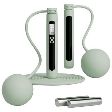 《MOVELIFE》智能三用可充電負重計數跳繩/無繩跳繩含大球-3色可選豆沙綠