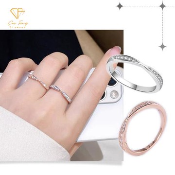 【CF鑽飾】莫桑鑽《眷戀線戒》戒指 戒子 女戒 鑽戒 純銀 尾戒 (情人節 新年禮物 生日送禮 開運)