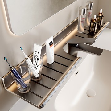 韻潔雅 浴室置物架 浴室收納架 廚房水龍頭置物架 衛生間廁所洗手間洗漱臺免釘收納架 衛浴簡約北歐風家居現代 韻潔雅