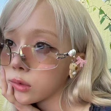 jennie感高級無框墨鏡太陽眼鏡潮Y2K星星風聯名水鉆同款辣妹女款