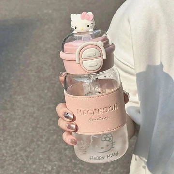 【臺灣-出貨】Hello Kitty可愛雙飲水杯學生高顏值吸管塑料杯2026新款便攜杯子