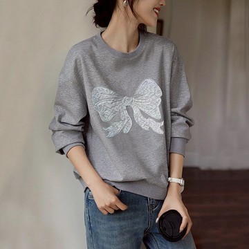 ⚡任選２件＄９９９⚡中大尺碼 上衣 韓版蝴蝶結貼布刺繡短袖上衣【074465】SEP25｜4色  19LADY〔現貨〕