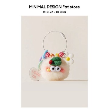 MDESIGN 原創可愛腮紅瓢蟲小煤球包包掛件毛絨包掛飾精緻鑰匙扣