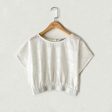 訂製系列-收腰蕾絲圓領上衣(蕾絲白)