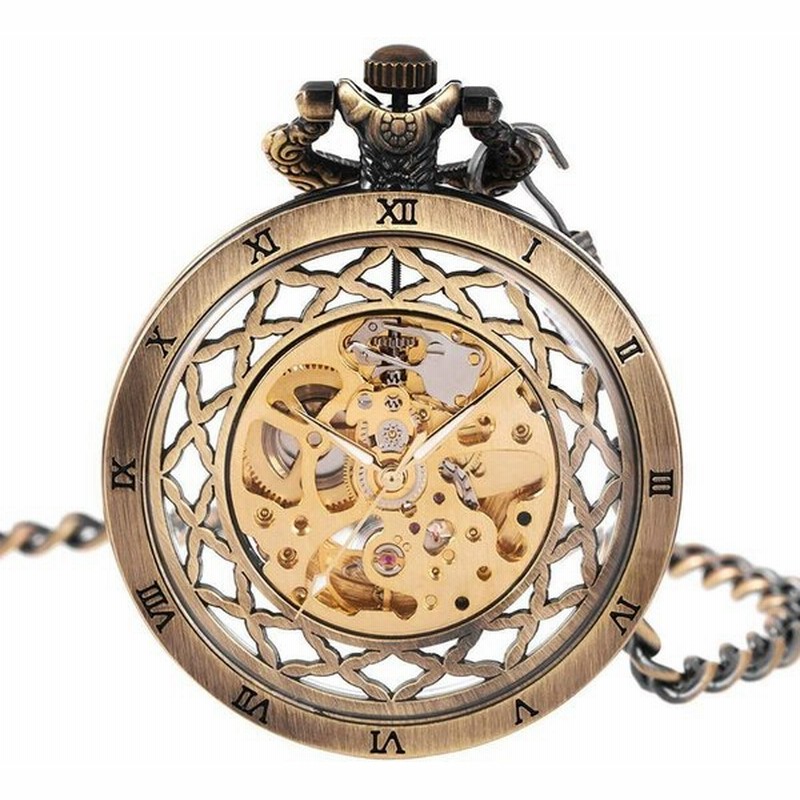Manchda スチームパンク 自動スケルトン 機械式懐中時計 オープンフェイス メンズ アンティーク ローマ数字腕時計 S 4 ブロンズ 通販 Lineポイント最大0 5 Get Lineショッピング