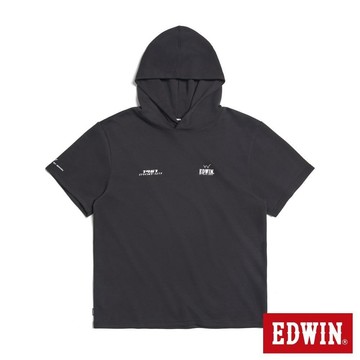 EDWIN 男裝 吸濕排汗連帽短袖T恤 (黑色)