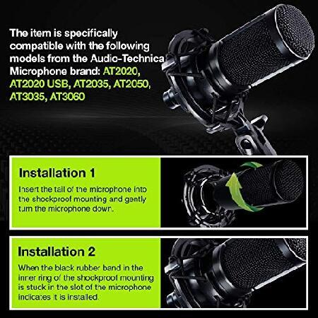 Etour AT2020 Microphone Shock Mount with Pop Filter foam, Mic Anti-Vibration Suspension Shock Mount Holder Clip for audio technica at2020 at2020usb Mi