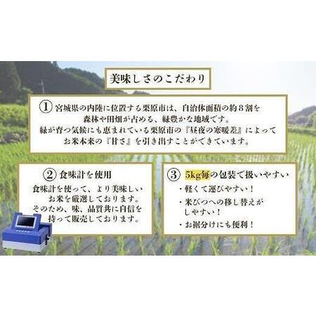 ふるさと納税 宮城栗原産 ササニシキ 白米20kg (5kg×4袋) 宮城県栗原市