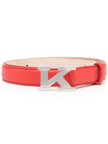 Kiton - logo-buckle leather belt - women - Calf Leather - 85 - Red