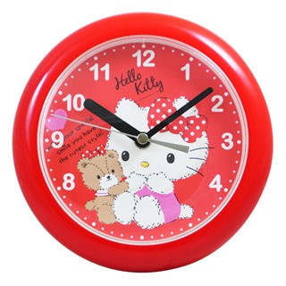 Hello Kitty 掛置雙用防水型靜音掛鐘 JM-W2372KT-R