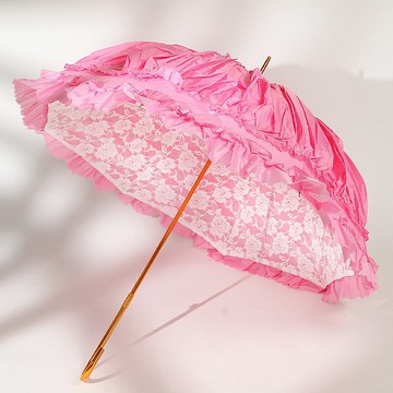 浮羽歐式復古風宮廷雙層蕾絲傘拱形公主傘裙邊長柄彎鉤lolita雨傘