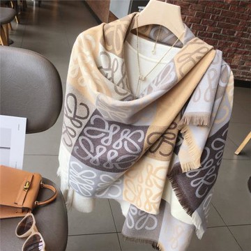 韓版秋冬季百搭拼色設計仿羊絨圍巾兩用加長保暖圍脖仿羊毛披肩女